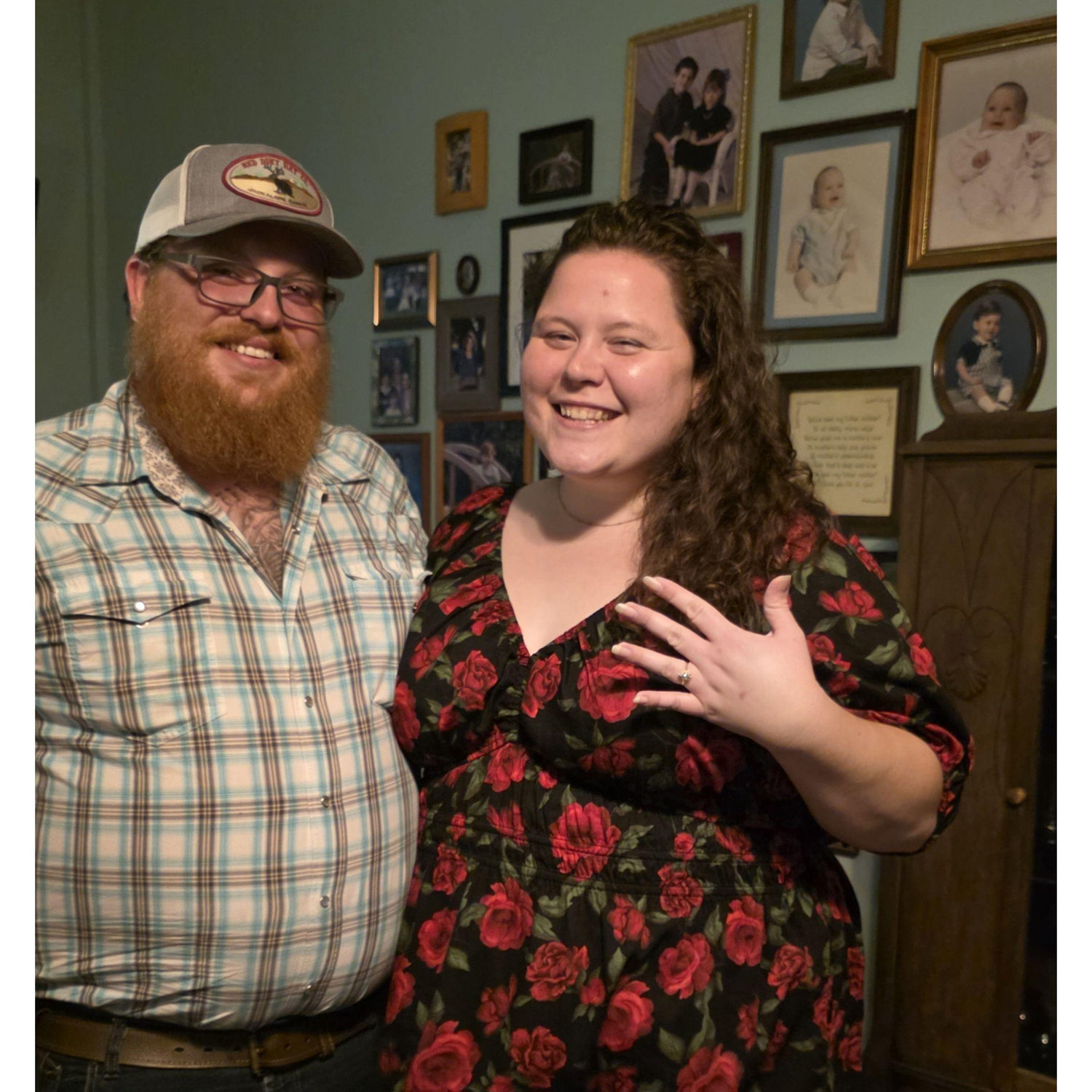 Mom got a good picture of us when we went to show them the ring.