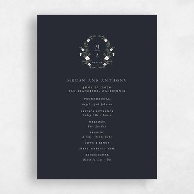 Ebony, Black Wedding Program - Lenora