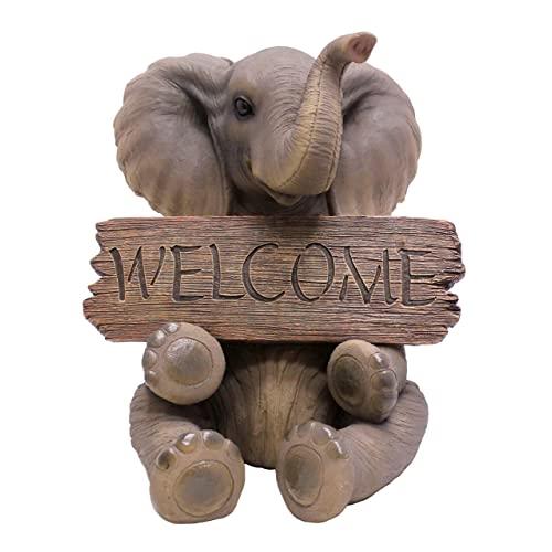 Indian Handicrafts Resin Elephant with Welcome Sign Figurine