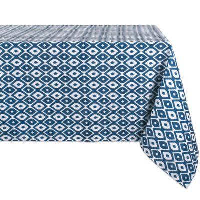 Design Import Ikat 60-Inch x 120-Inch Oblong Indoor/Outdoor Tablecloth in Blue