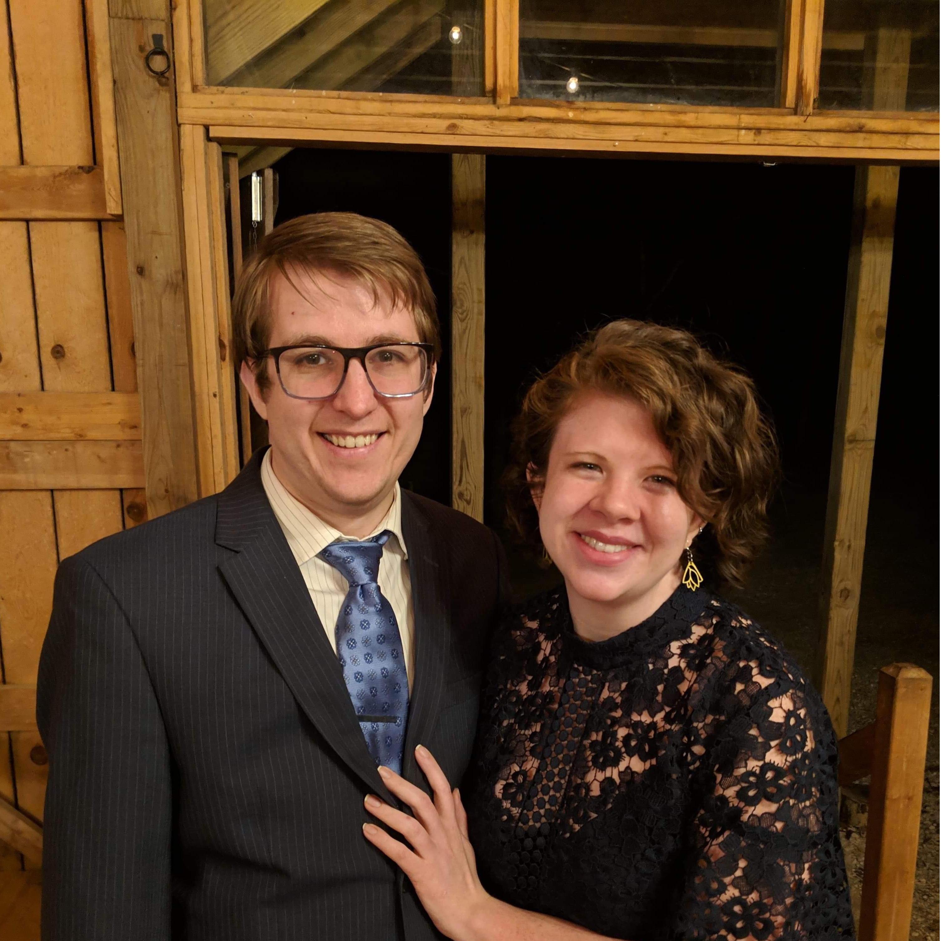 Sarah and Jacob at a wedding (not their own)