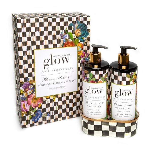 Mackenzie Childs Flower Market Soap & Lotion Caddy Set