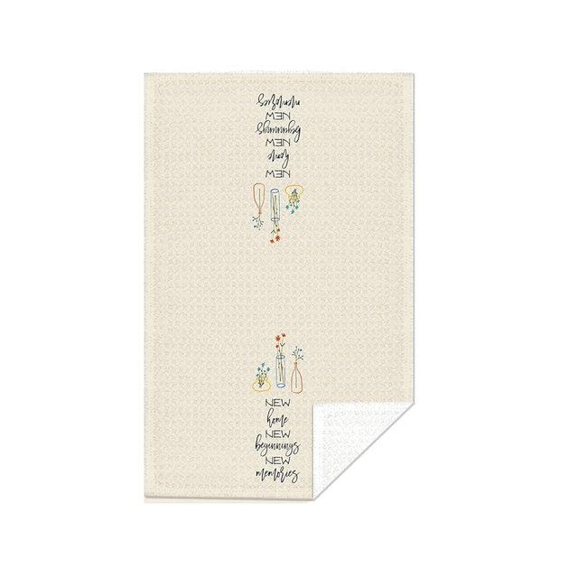 EVER-GOING TUNE Floral Vase Towels Sweet Home Decor for Housewarming Hand Towels, New Home New Beginnings Waffle Weave Towels, Gifts for Homeowners Welcoming Decorative, 16x24 Inch