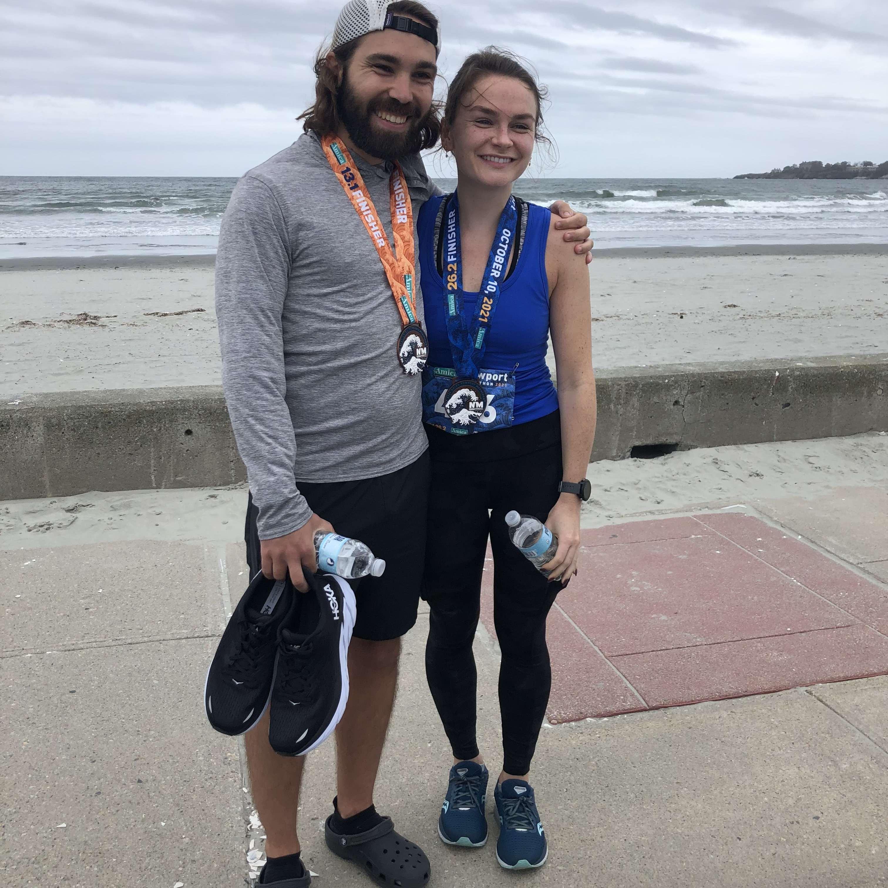 Alex finishing his first half and Paige completing her first marathon! Newport, RI October 2021
