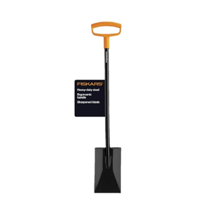 Fiskars 46" Spade Garden Shovel, Steel Flat Spade with Ergonomic D-Handle, Sharp Blade Square Shovel for Lawn Edging, Digging, Heavy Duty Yard Tool, Easy Cuts in Grass and Turf