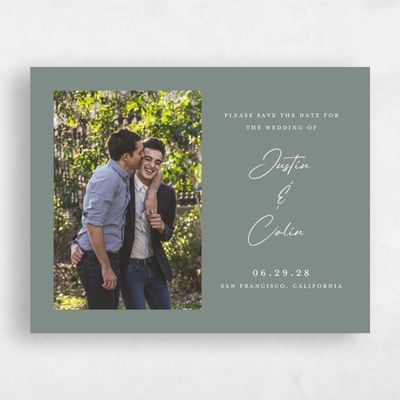 Calming Sage, Green Wedding Save the Date - Burke Landscape