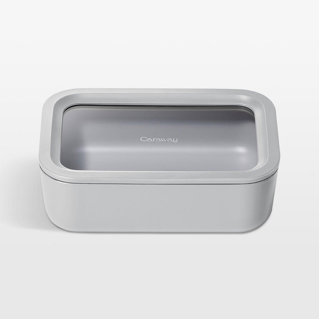 Caraway Home Grey 6.6-Cup Non-Stick Glass Food Storage Container with Lid