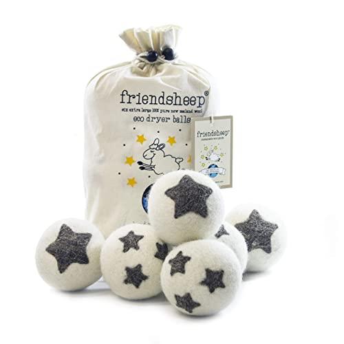 Friendsheep Organic Eco Wool Dryer Balls - 6 Pack - 100% Handmade, Fair Trade, Organic, No Lint - Premium Quality