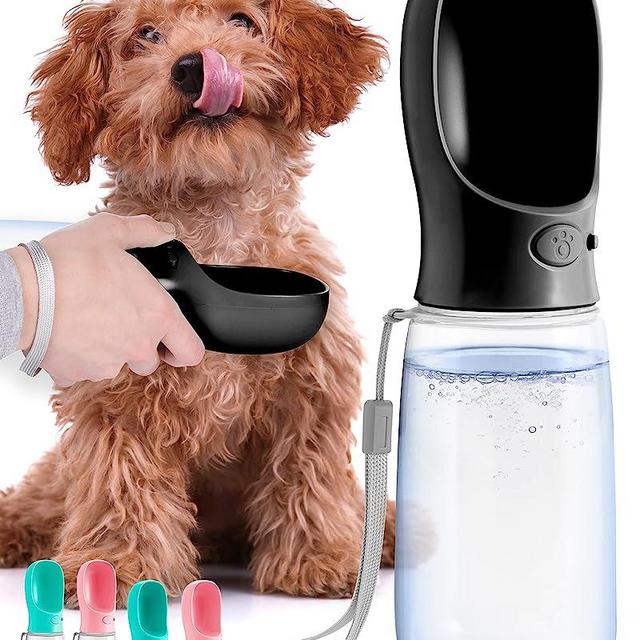 MalsiPree Dog Water Bottle, Leak Proof Portable Puppy Water Dispenser with Drinking Feeder for Pets Outdoor Walking, Hiking, Travel (19OZ, Black)