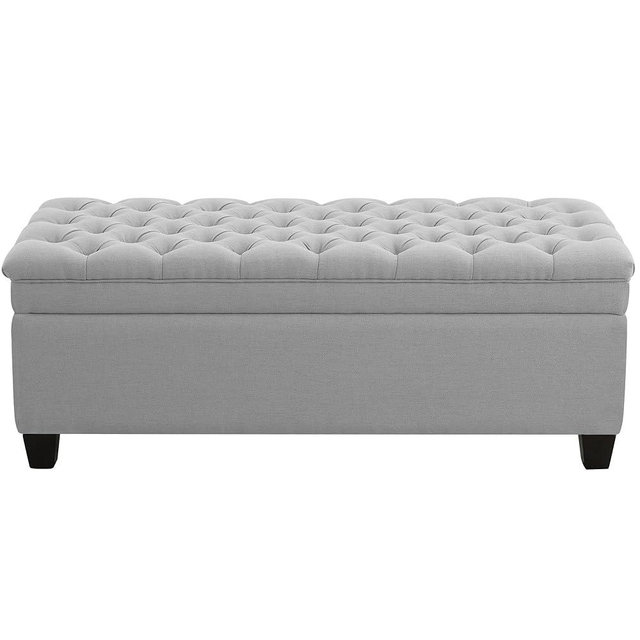 WUTUTUEE 51" Fabric Storage Ottoman Bench, Upholstered Rectangle End of Bed Storage Ottoman Tufted Living Room Bedroom Bench with Safety Hinge, Solid Wood Legs, Loads 500 lb(Light Grey)