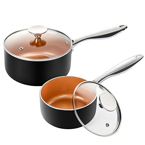 MICHELANGELO Copper Pots and Pans Set Nonstick, Basic Copper Cookware Set  with Bakelite Handle, Kitchen Cookware Set with Ceramic Nonstick Coating,  Ceramic Pots and Pans 10 Piece with Spatula & Spoon 