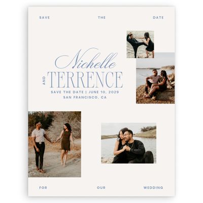 Light Oatmeal, Beige Wedding Digital Save the Date - Solange Multiphoto
