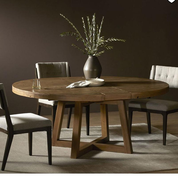 Emmerson® Reclaimed Wood Round Extendable Dining Table (60"–72") - Rustic Natural