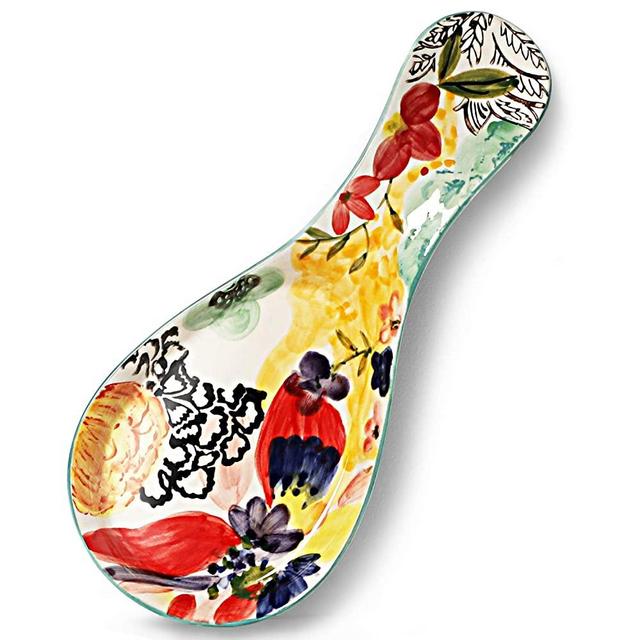 GDCZ Porcelain Spoon Holder Utensil Rest for Kitchen,Ceramic Spoon Rest,9-inch Colorful