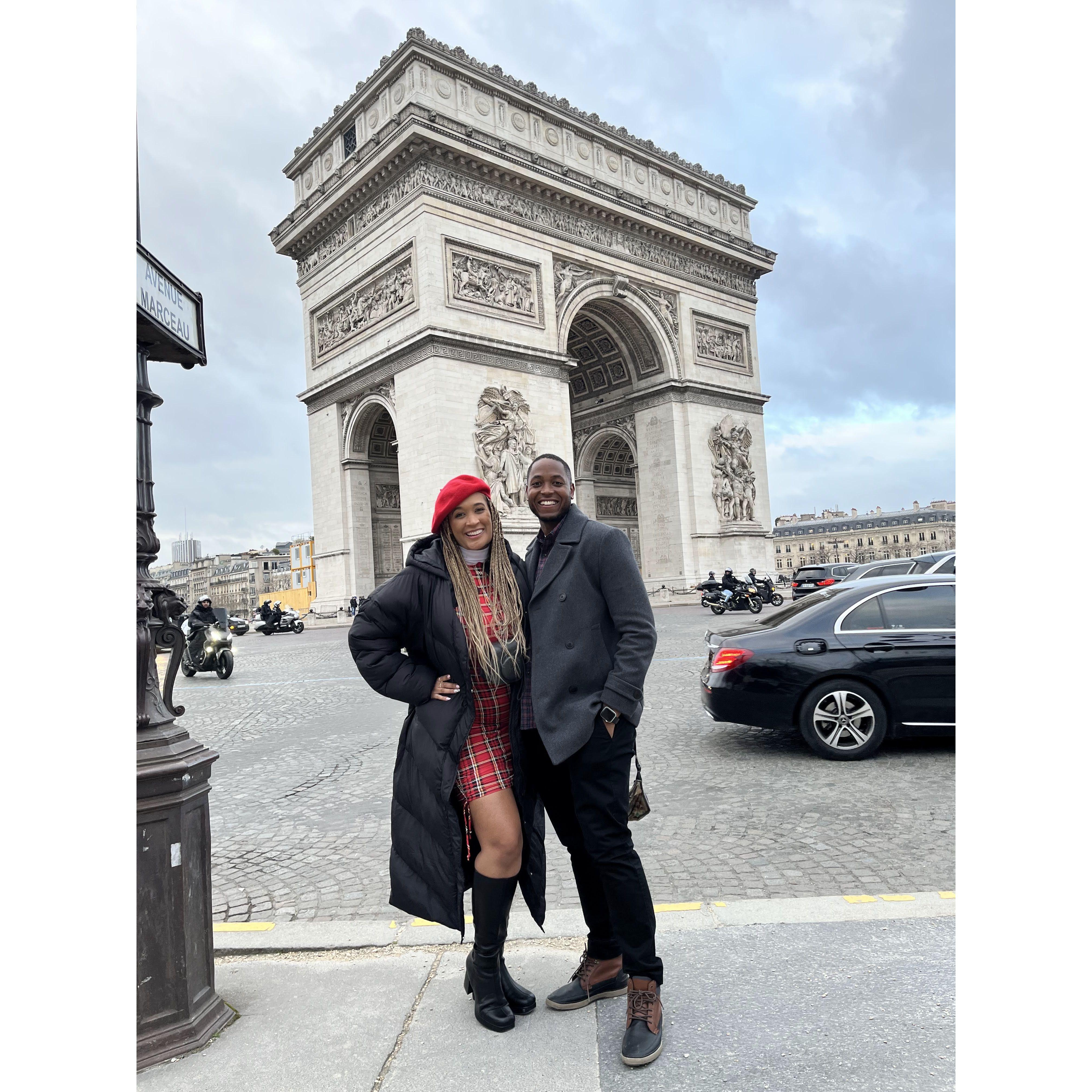 Marissa & Lance visited Paris and the Arc De Triomphe February 2022