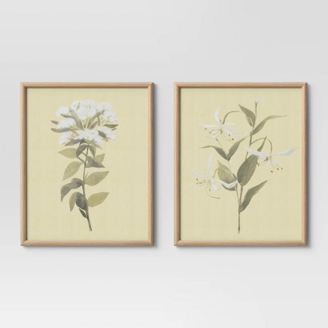 (Set of 2)16" x 20" Neutral Florals Framed Under Glass - Threshold™