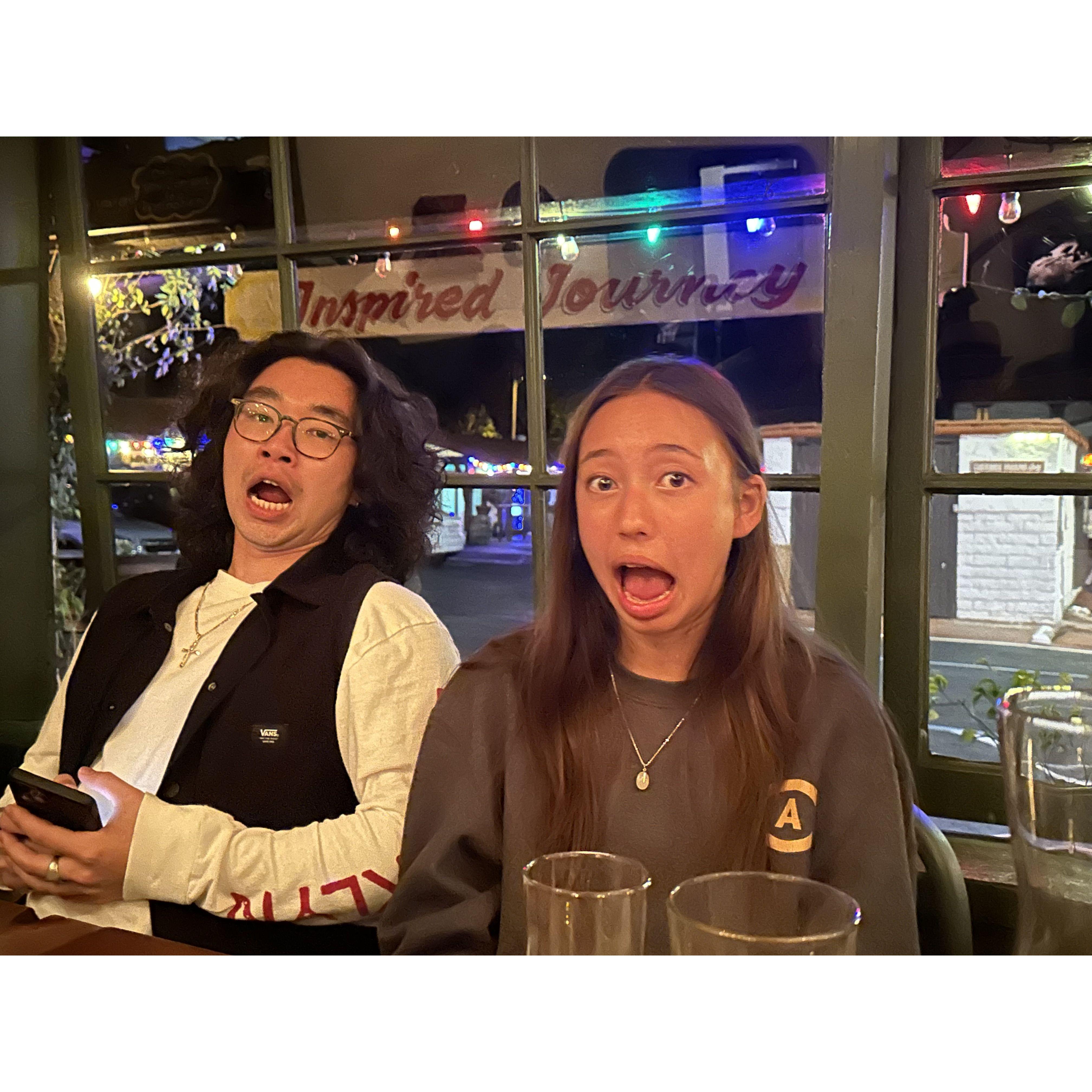 Niece and nephew being crazy after their graduation