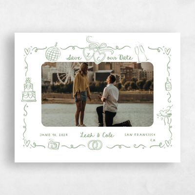 Pale Jade, Green Wedding Save the Date - Gilda Photo