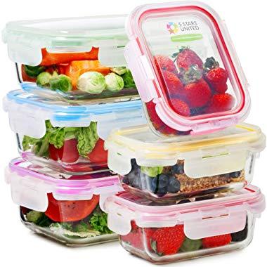 Kinetic GoGreen Glassworks 30 oz 12-Piece Rectangular Oven Safe Glass Food Storage  Container Set with Lid, 6 Glass Containers and 6 Lids 