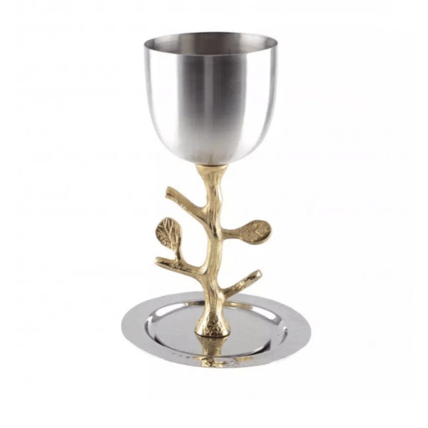 Golden Pomegranate Kiddush Cup and Saucer