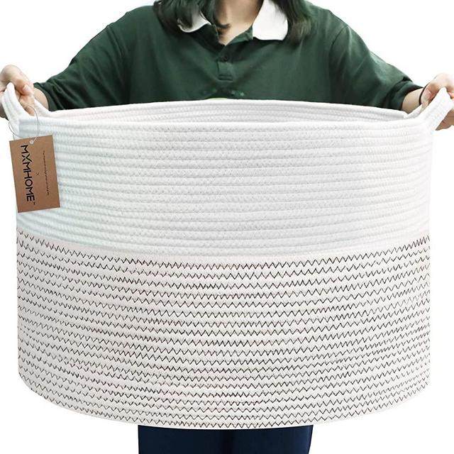 MXMHOME Large Baskets for Organizing, 23.6" X 23.6" X 14.1" Cotton Rope Basket, Storage Baskets for Organizing, Large Kids Room Toy Storage Organizer and Storage Basket, Stuffed Animal Storage