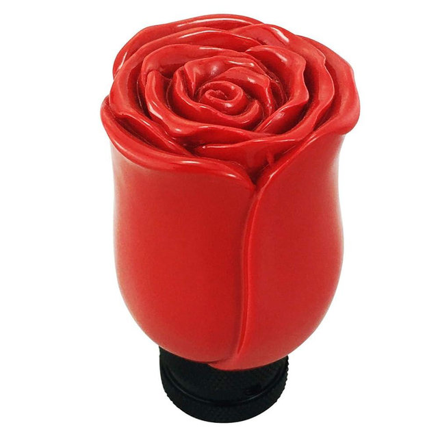 Abfer Rose Shift Knob Flower Gear Shifter Funny Shifting Lever Handle Replacement Fit for Most Car Truck, Red