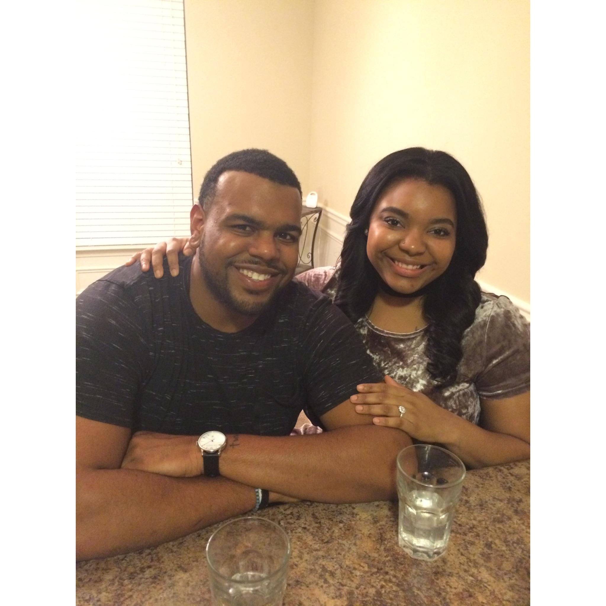 Brining in the New Year together, freshly engaged!