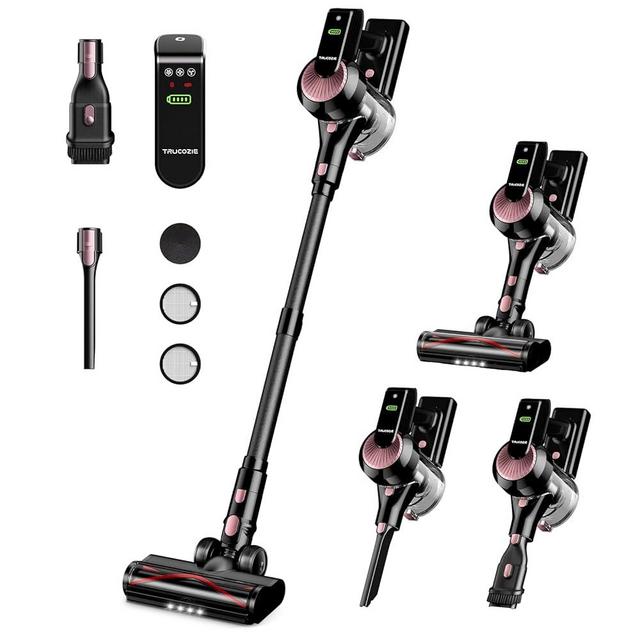 Cordless Vacuum Cleaner, 40Kpa 45Mins Vacuum Cleaners for Home, 8-in-1 Lightweight Stick Vacuum with Powerful Suction, Anti-tangle Wireless Vacuum for Carpet, Tile, Pet Hair, Hardwood Floors, Black