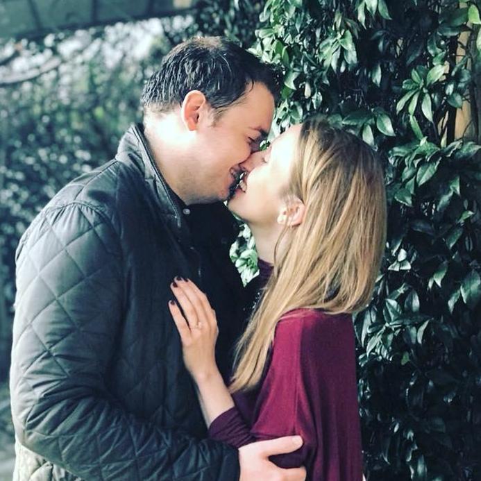 Moments after they got engaged — on cloud nine!