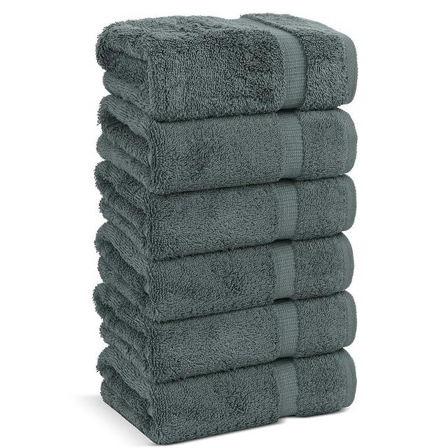 Chakir Turkish Linens |Hotel & Spa Quality 100% Cotton Premium Turkish Towels | Soft & Absorbent (Dark Gray, 6-Piece Hand Towels)