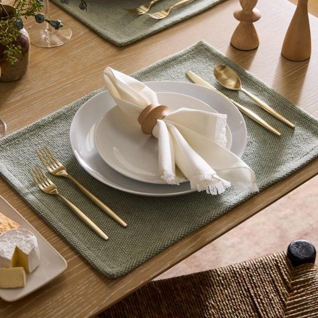 Textured Canvas Cotton Placemat Sets | Set of 4 | Eucalyptus