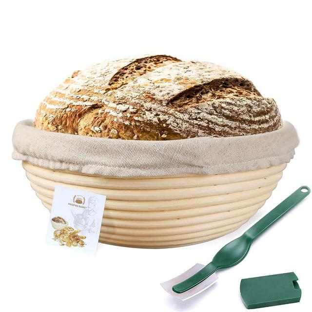 9 Inch Banneton Proofing Basket,WERTIOO Bread Proofing Basket + Lame + Linen Liner Cloth for Professional & Home Bakers (9 Inch)