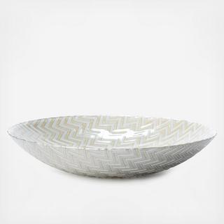 Chevron Glass Shallow Serving Bowl