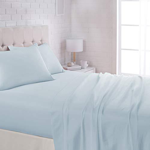 AmazonBasics Lightweight Super Soft Easy Care Microfiber Sheet Set with 16" Deep Pockets - King, Light Blue