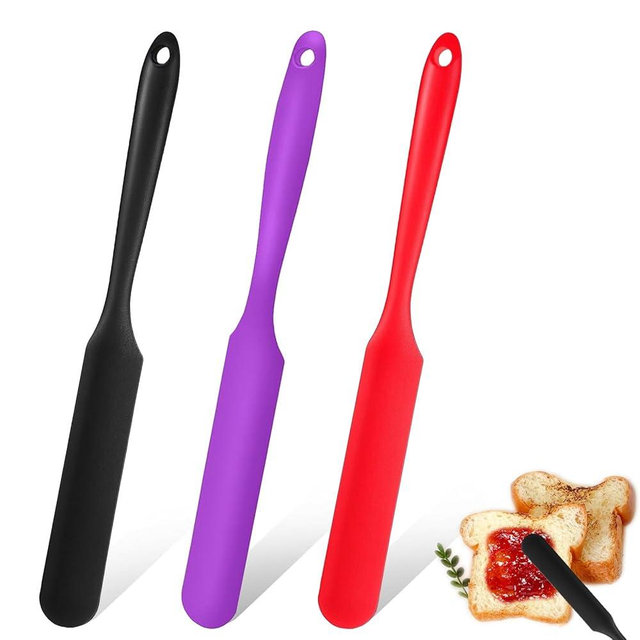 Silicone Jar Spatula, 3Pcs Spatulas Kitchen Set, Heat Resistant Jam Spreader for Baking Mixing Cake Cream Butter Scraper