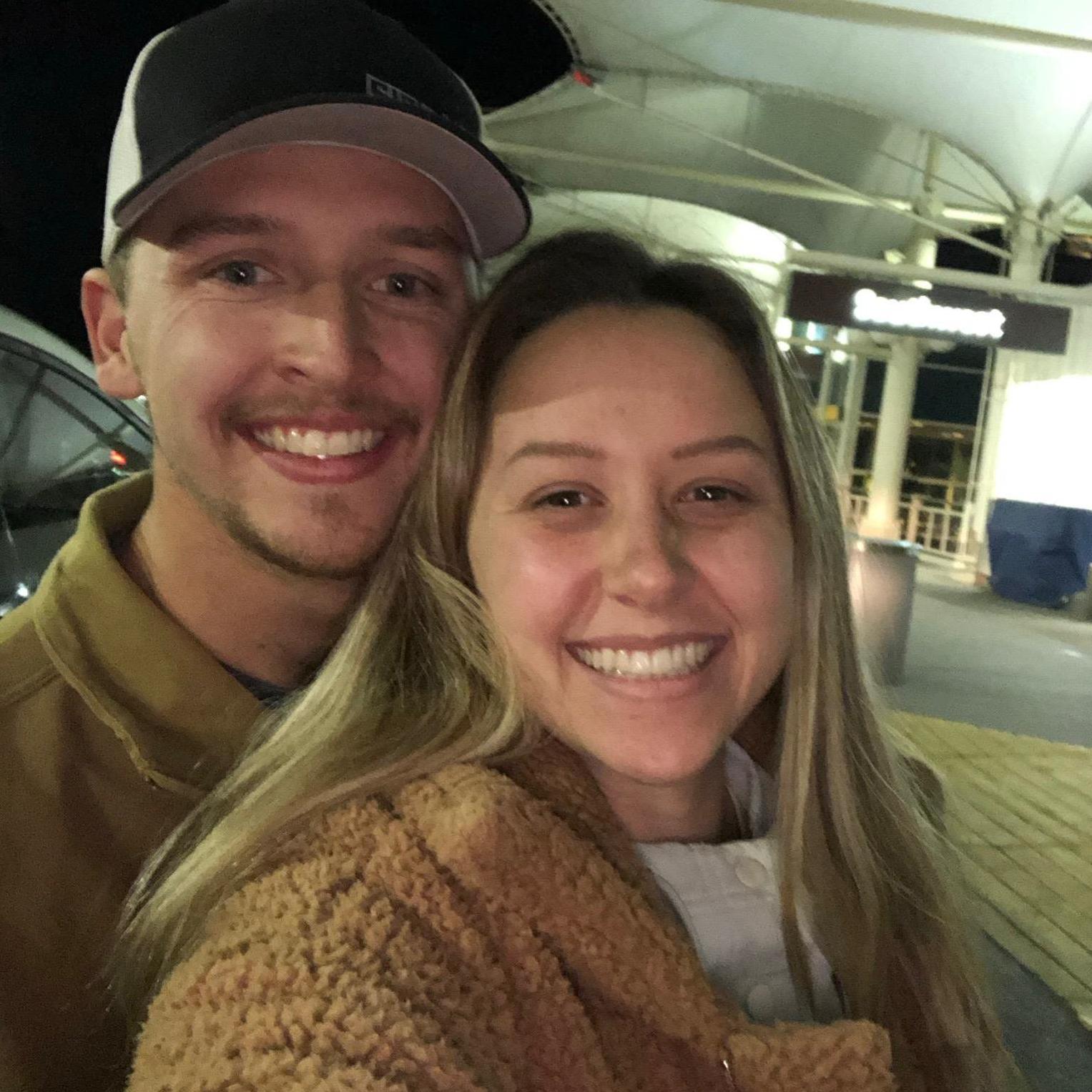 Our last "airport selfie," next time it will just be for a short trip home to see family and friends!