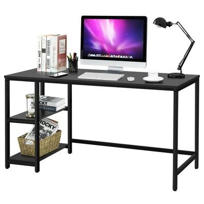 Costway 55'' Computer Desk Office Study Table Workstation Home w/ Adjustable Shelf Black/Coffee/Brown