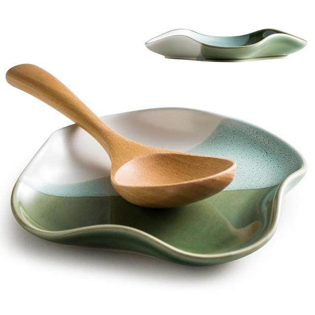Cormomu Spoon Rest, Spoon Rest for Stove Top, Spoon Holder for Stove, Spoon Rest for Kitchen Counter, Spatula Holder, Coffee Spoon Rest, Coffee Spoon Holder, Utensil Rest, Gradient Green