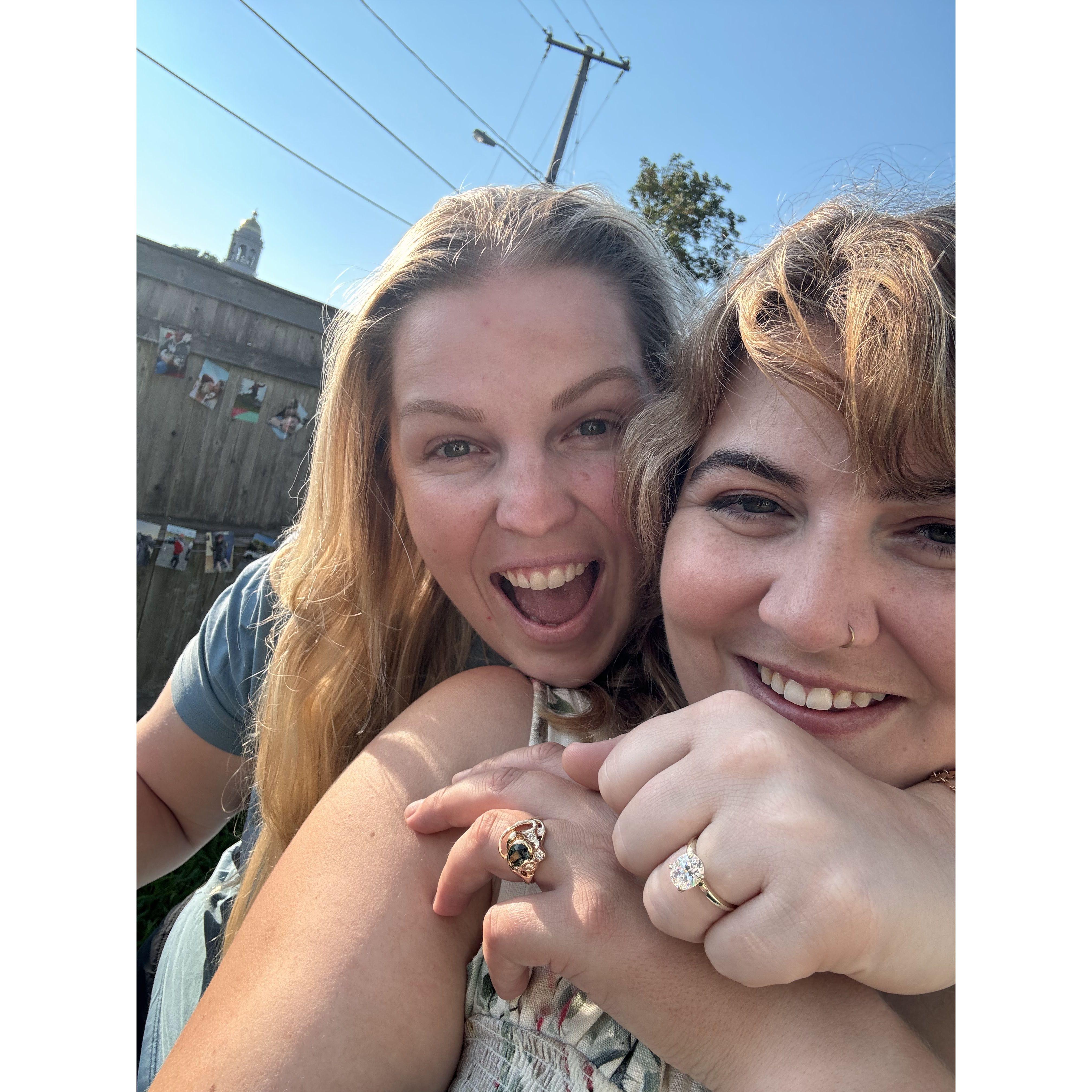 AJ's counter proposal in our yard in Newport! She said Yes (obviously)!