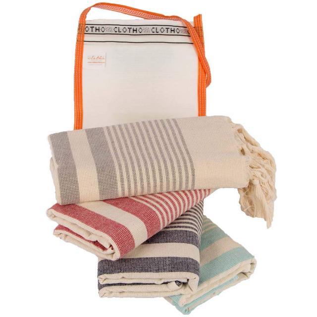 Turkish Hand Towel Set of 4 20 x 40 inches 100% Cotton Peshtemal (Natural Variety)