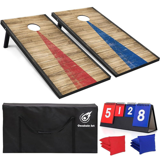 Cornhole Board Set for Adults - 4x2ft, Corn Hole Game with Scoreboard, Outdoor Yard & Lawn Games, Heavy-Duty Wood Construction, Includes 8 Durable Bean Bags, Family Sports