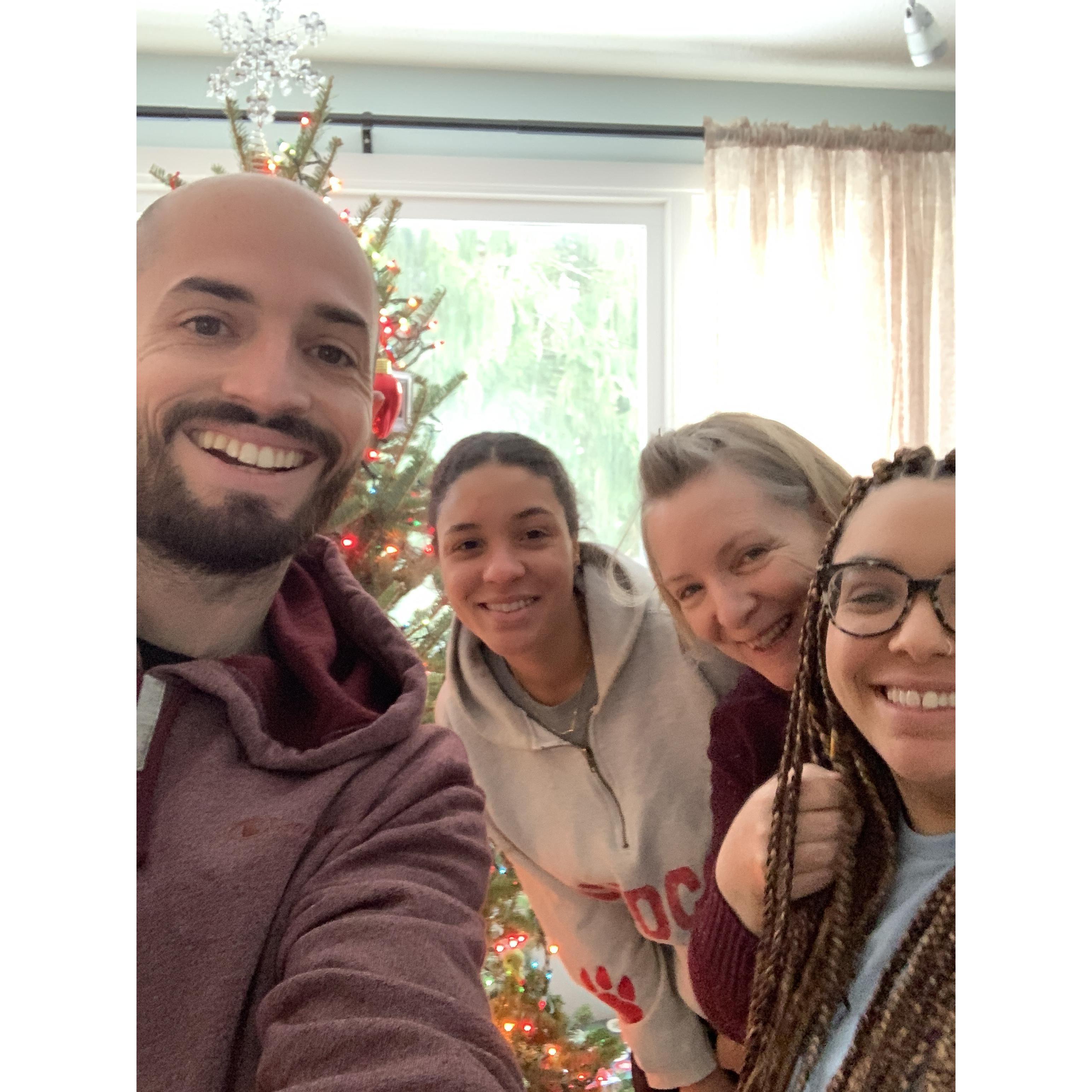 Christmas morning with Brigitte's mom, Lynne, and sister, Jackie. Took this photo to send to another (unknown) family that accidentally texted us that morning.