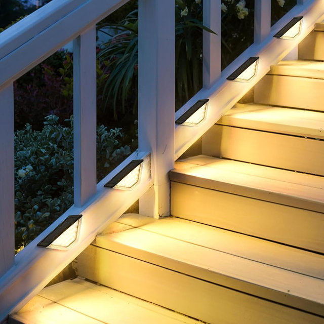 SOLPEX 16 Pack Four-Sided Illumination Solar Step Lights for Outside, Solar Stair Lights Outdoor, Solar Railing Lights Outdoor Waterproof with 33 LEDs for Steps, Stair, Deck, Porch (Warm White)
