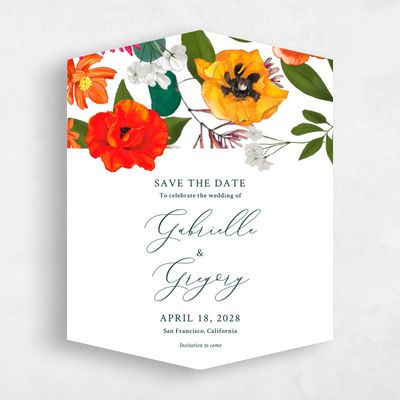 Red Diamond Wedding Save the Date - Blossom Portrait