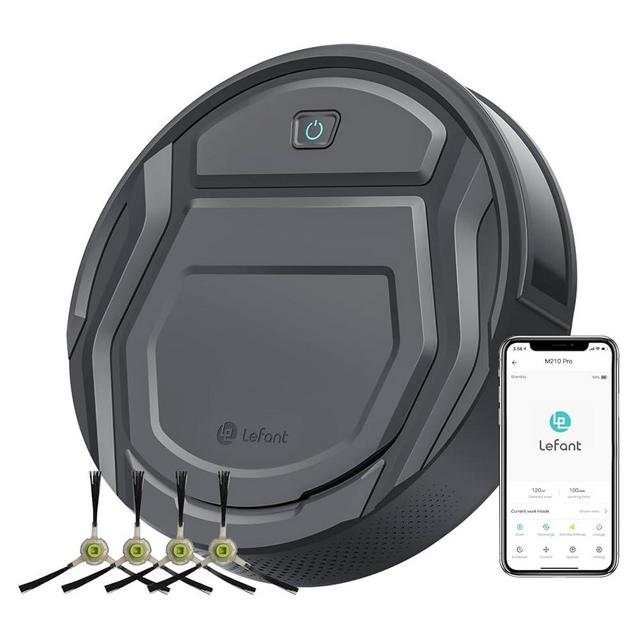 Lefant Robot Vacuum Cleaner, 6 Cleaning Modes, Schedule Time, WiFi/APP/Alexa, 2200Pa Suction, 120 Min Runtime, Self-Charging Robotic Vacuum, Slim, Quiet, Ideal for Pet Hair, Hard Floors(M210 Pro)