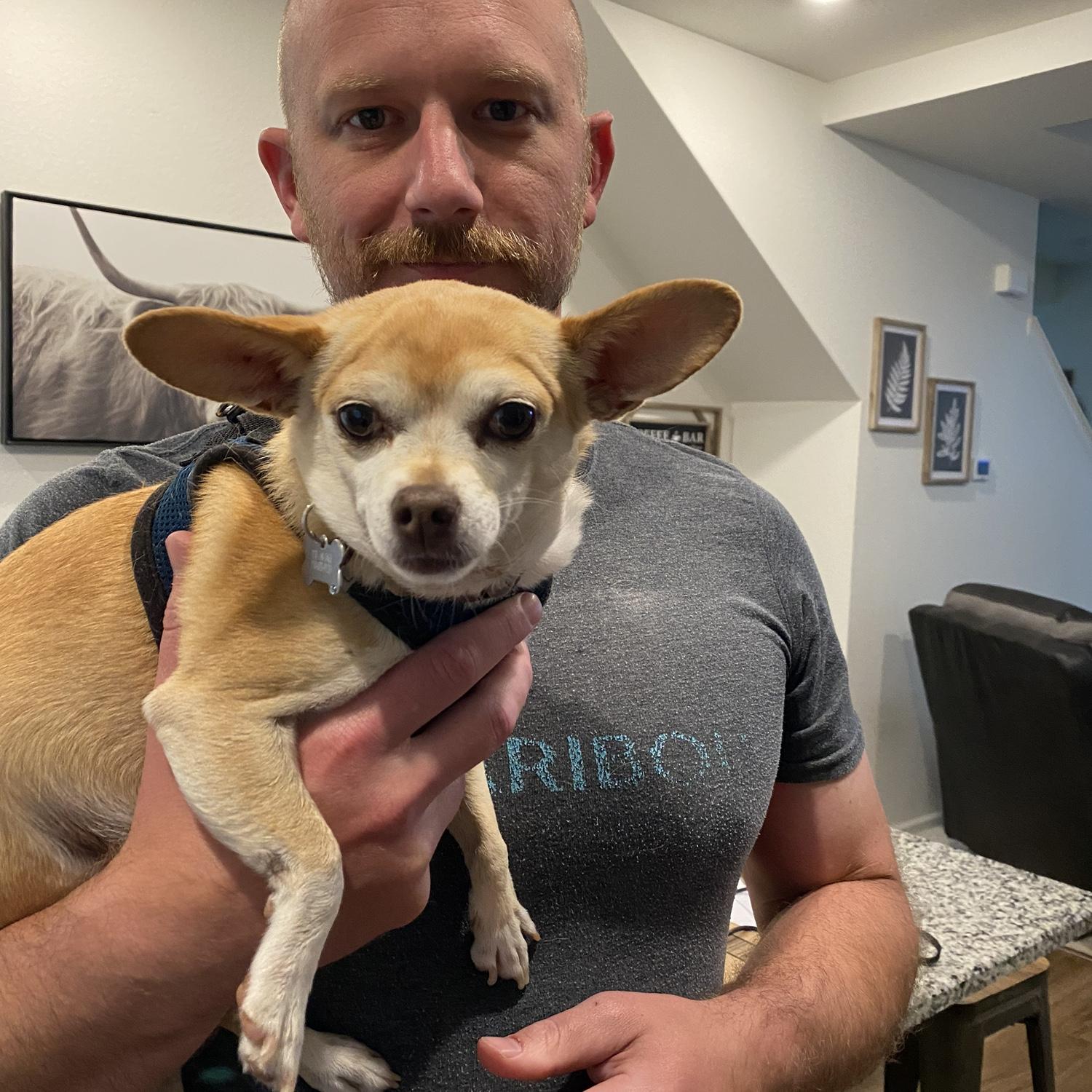 Jesse and Chico in the first bit of our relationship. If you know Chico, you know he’s a bitey boy. I was impressed with how gentle Jesse was with him and allowed Chico to come to him on his terms
