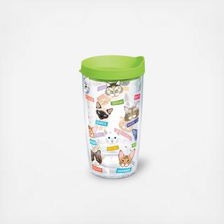 Flat Art Cat Tumbler with Travel Lid