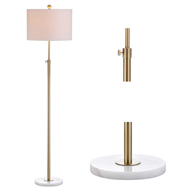 JONATHAN Y JYL3022A June 65" Adjustable Metal/Marble LED Floor Lamp, 1 Light, Brass Gold