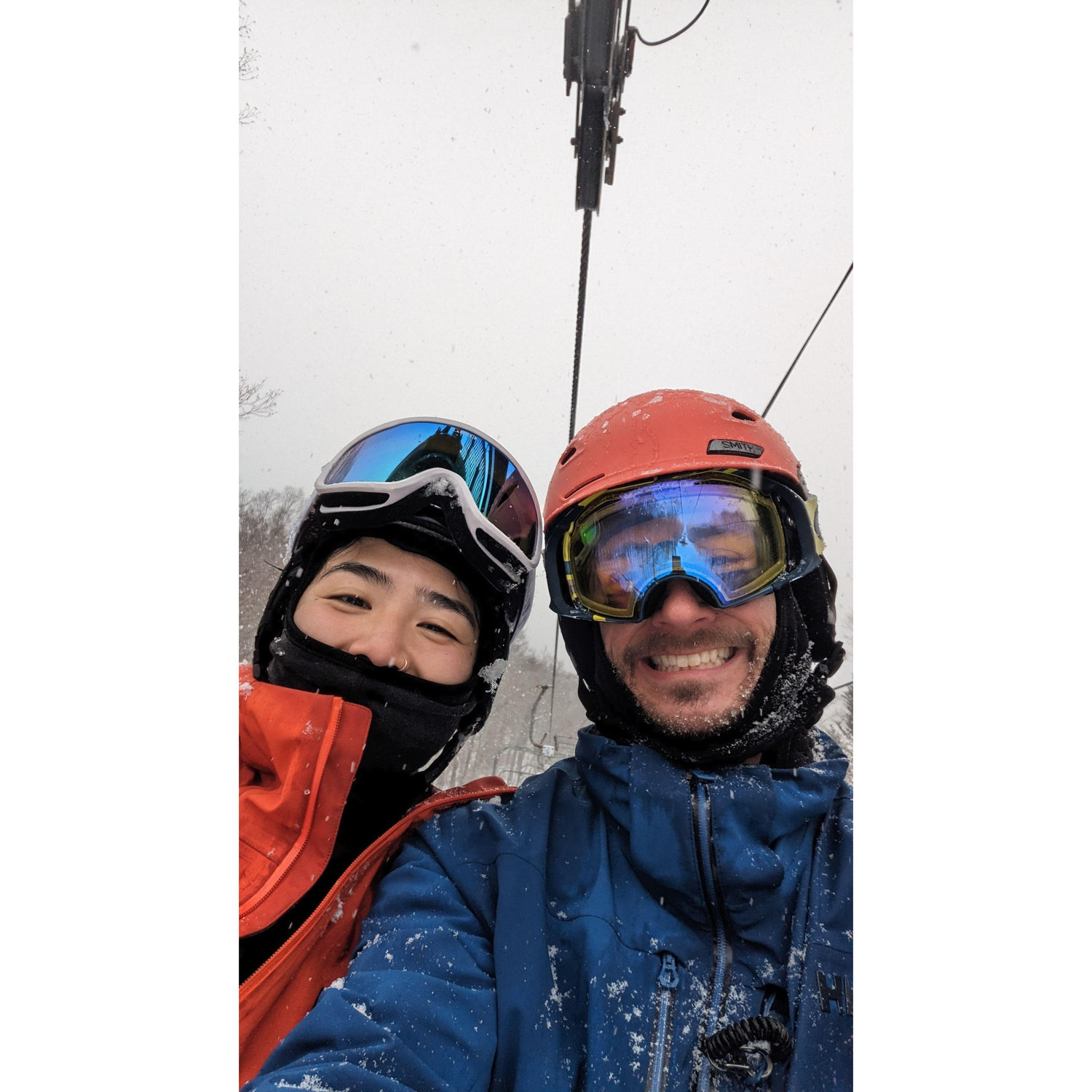 Our first chairlift. Thea finally learned how to snowboard.