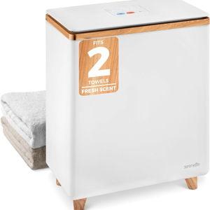 SereneLife Luxury Rectangle Towel Warmer - Spa & Bathroom Heater with Custom Fragrance, Auto Shut-Off, Fits 2 large Towels, Blankets, Bathrobes, PJ's - Perfect Gift for Him & Her (Natural Wood)
